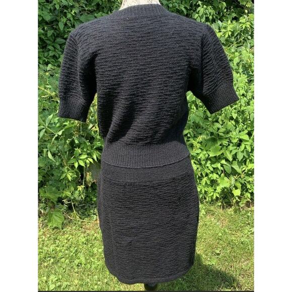 NWT Rylee Anns M/L short sleeve super soft black knit dress with middle cutout - Picture 2 of 12